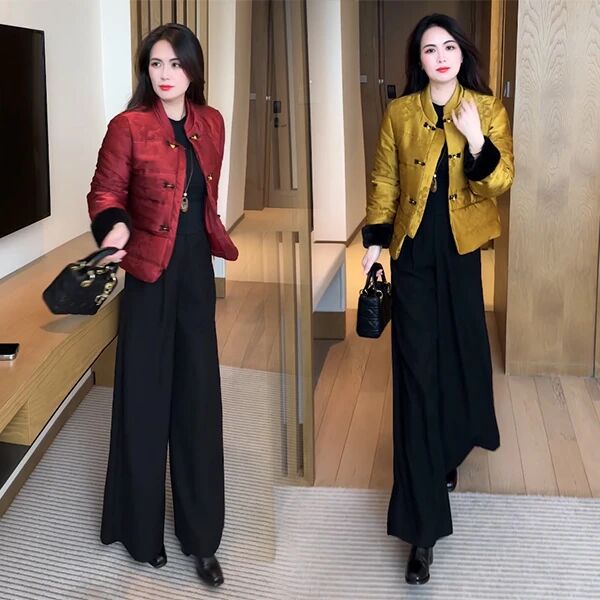 【有运费险】秋冬新款新中式穿搭时尚洋气质国风提花加绒短外套155