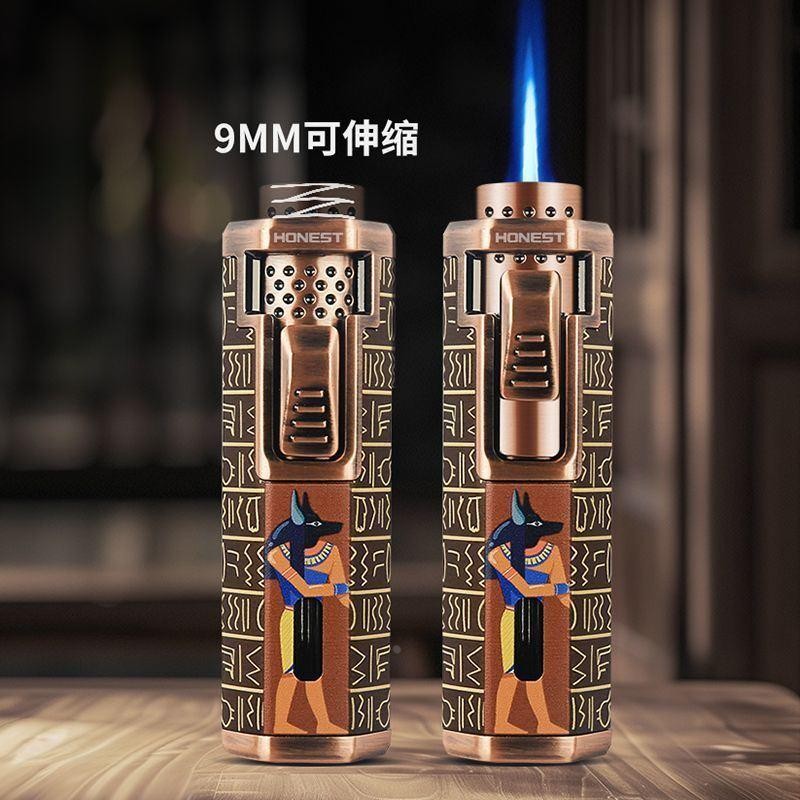 百诚充气蓝焰打火机个性伸缩直冲雪茄艾灸点烟器高档耐用男友礼物