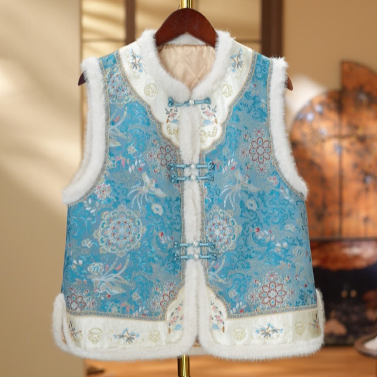 《雁无声-棉马甲》加棉加厚2025新中式国风提花女士百搭马甲