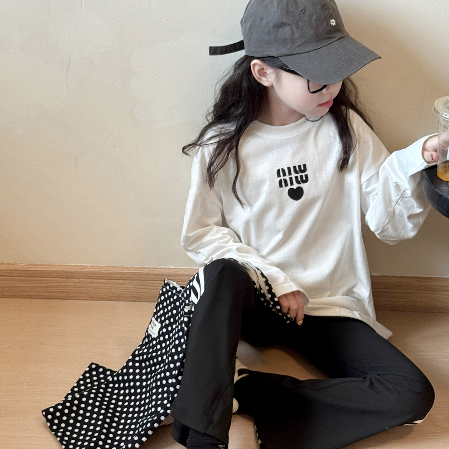 女童韩版套装2025新款女孩秋季简约长袖上衣打底衫儿童休闲瑜伽裤