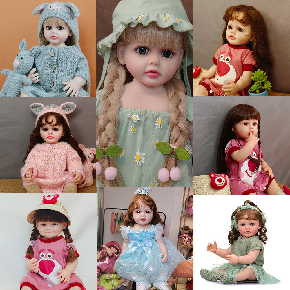 55cm 仿真软胶娃娃 笑脸重生娃娃 草莓熊可入水陪伴玩偶玩具