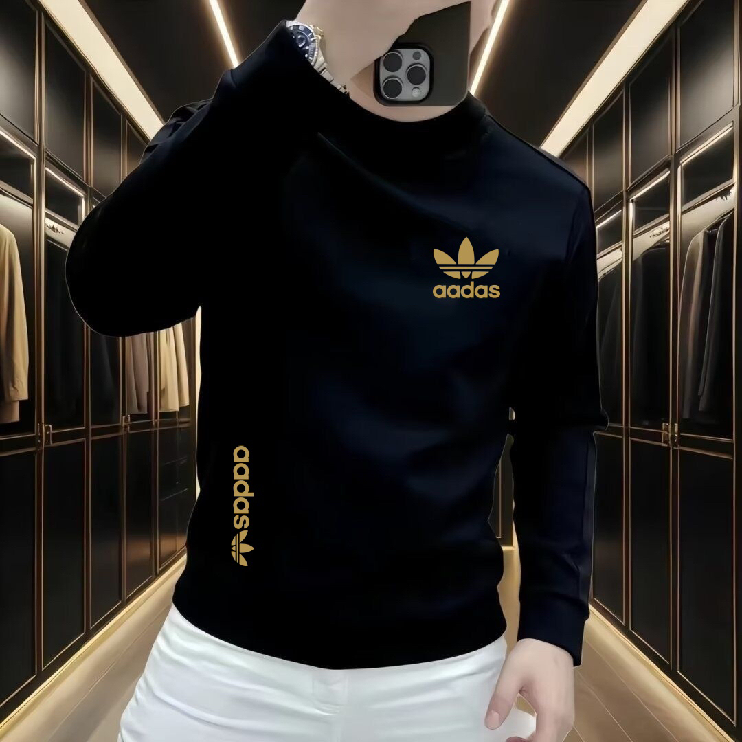 秋季运动潮牌卫衣T恤圆领高端小众高级感帅气三叶草印花打底衫ins