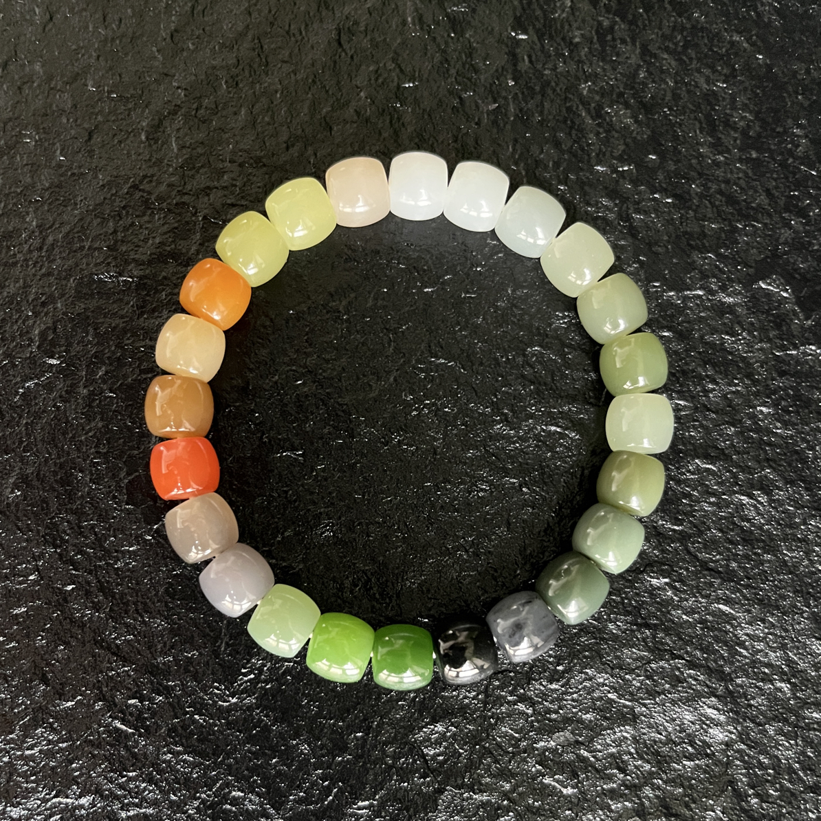 掌欢精选 和田玉多宝手串直切珠归圆精配多宝手串9mm珠手链