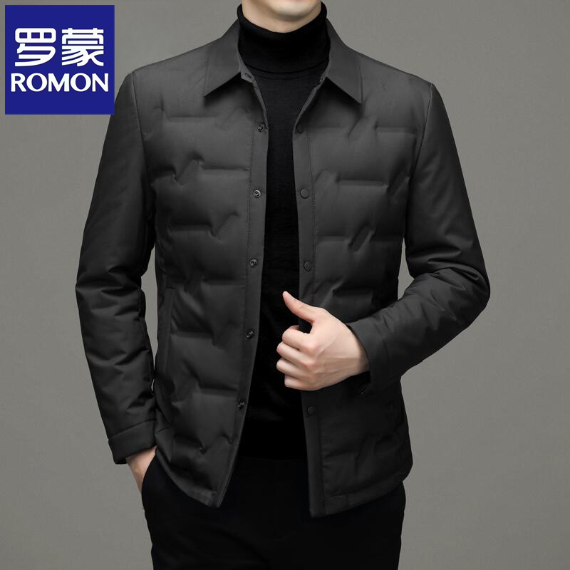 Romon/罗蒙2025秋冬新款轻薄羽绒服男款短款休闲立领男士保暖外套