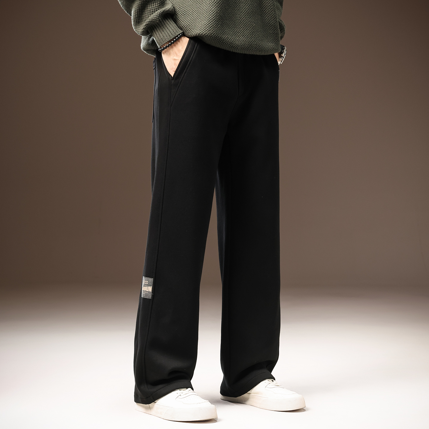 高端直筒垂感美式运动裤男2025秋季新款宽松大码卫裤休闲长裤子男