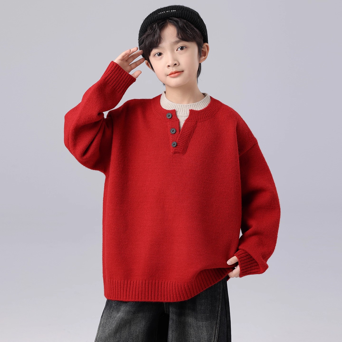 男童冬装假两件毛衣2025新款秋季上衣中大童儿童男孩春秋款痞帅潮