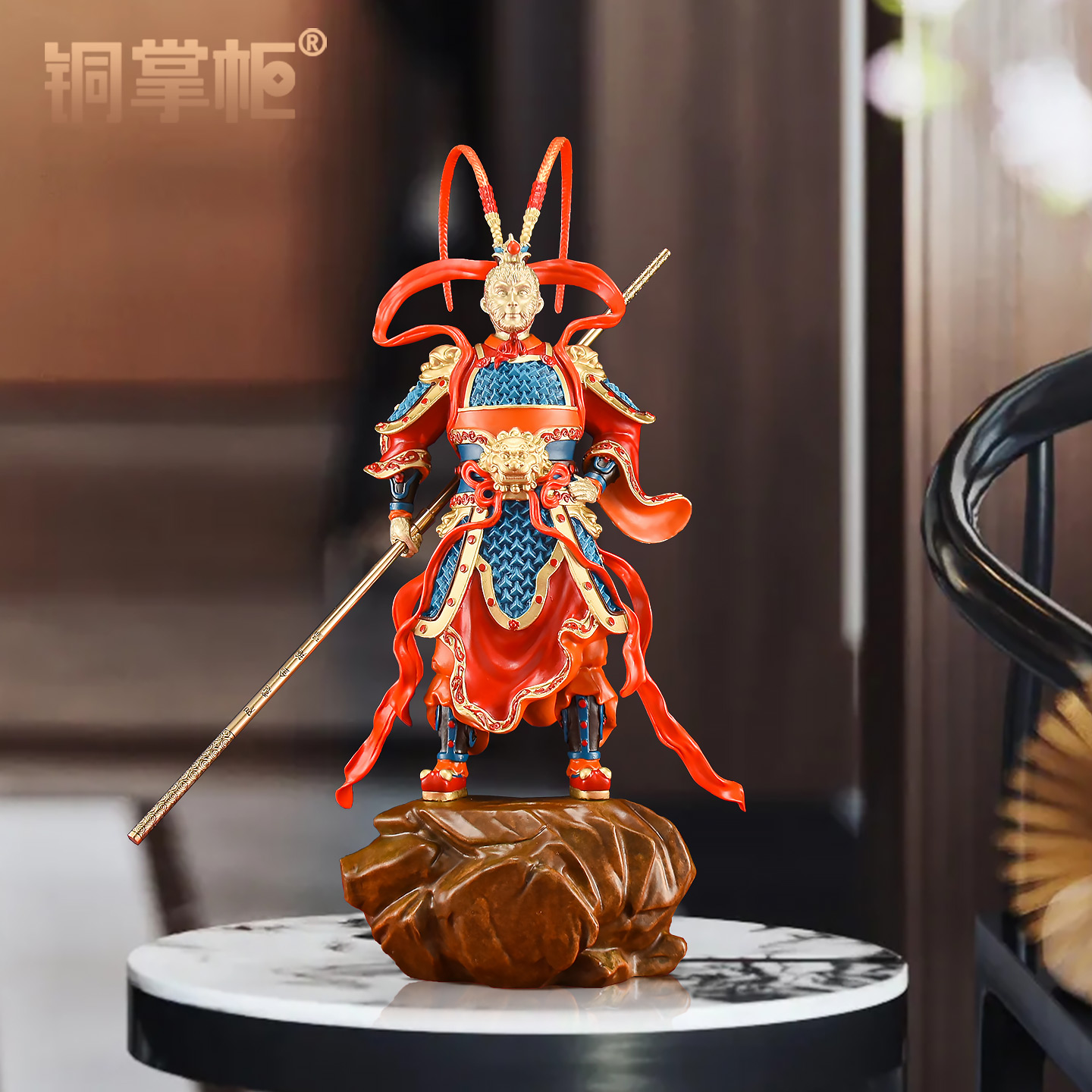 铜掌柜齐天大圣摆件孙悟空铜猴子黄铜工艺品客厅电视柜酒柜装饰品