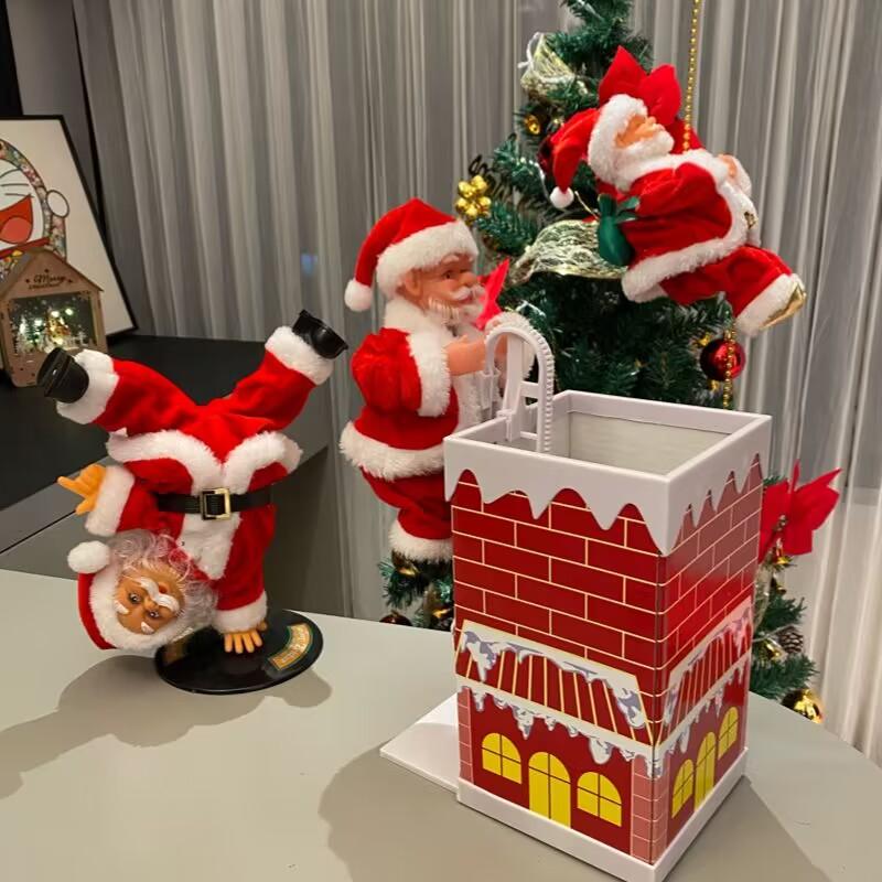 电动圣诞老人爬绳爬楼梯爬窗户爬珠圣诞节礼物圣诞装饰摆件送女友