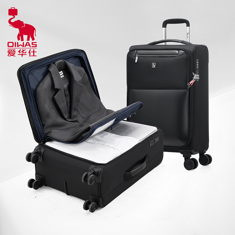 牛津布拉杆箱飞机轮大容量商务出差行李箱开盖设计登机箱男