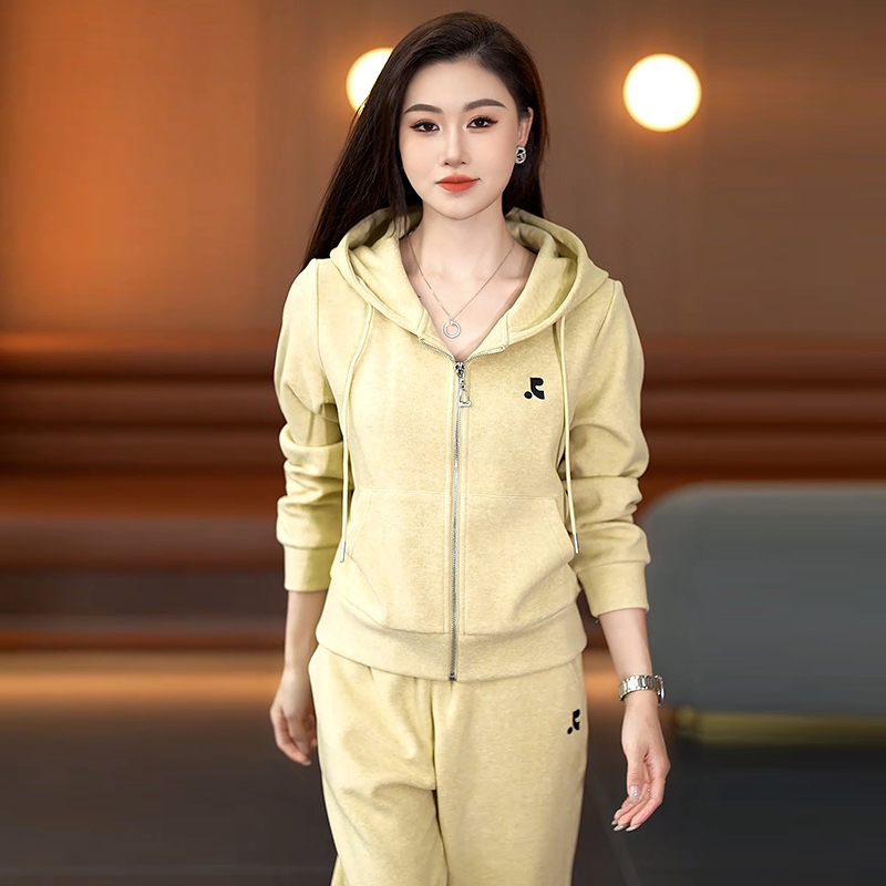 中年妈妈装秋季连帽运动服休闲运动套装卫衣开衫秋季洋气显瘦宽松