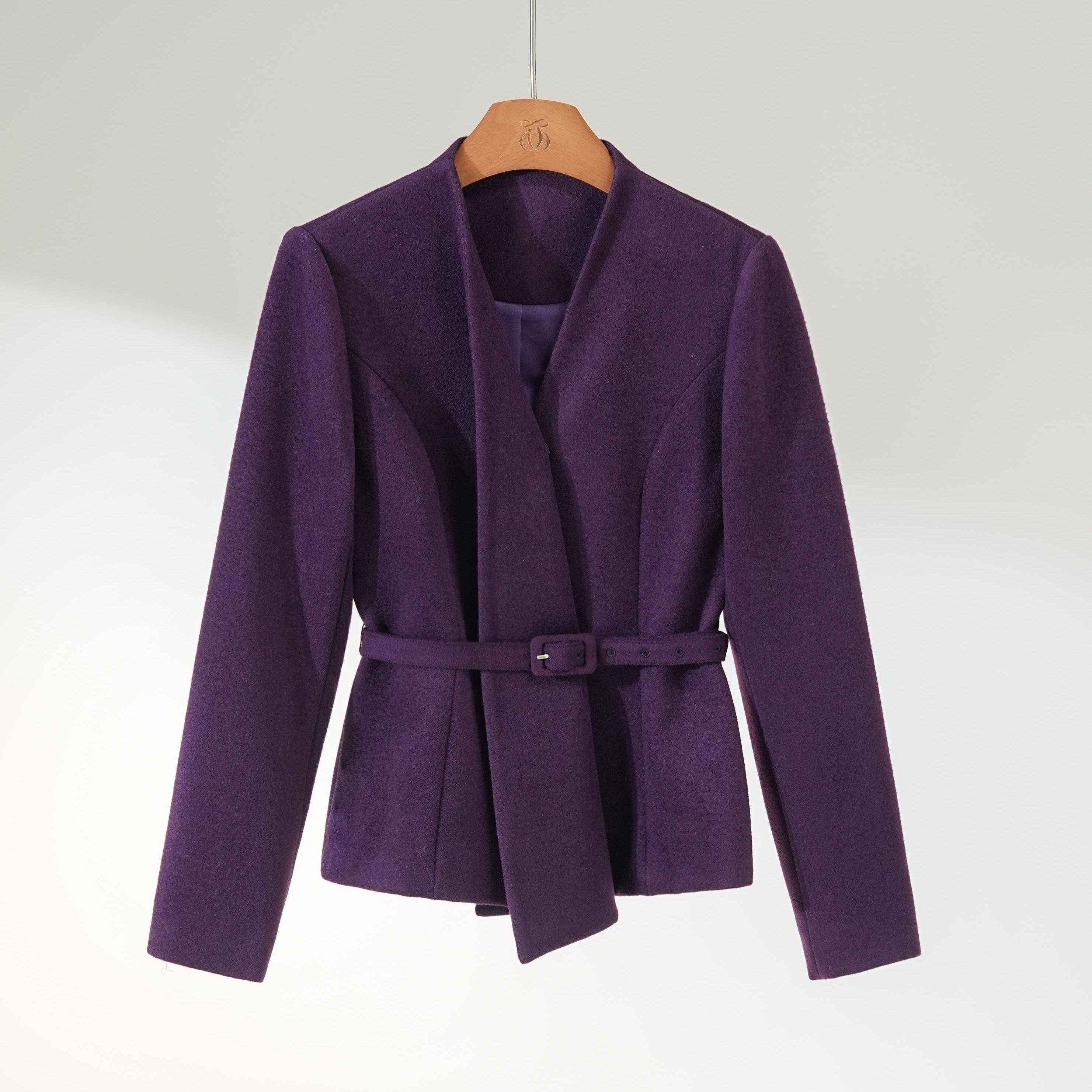 西子/【紫冕】桑蚕丝羊毛收腰高级感皇家紫西装外套/WTHC266
