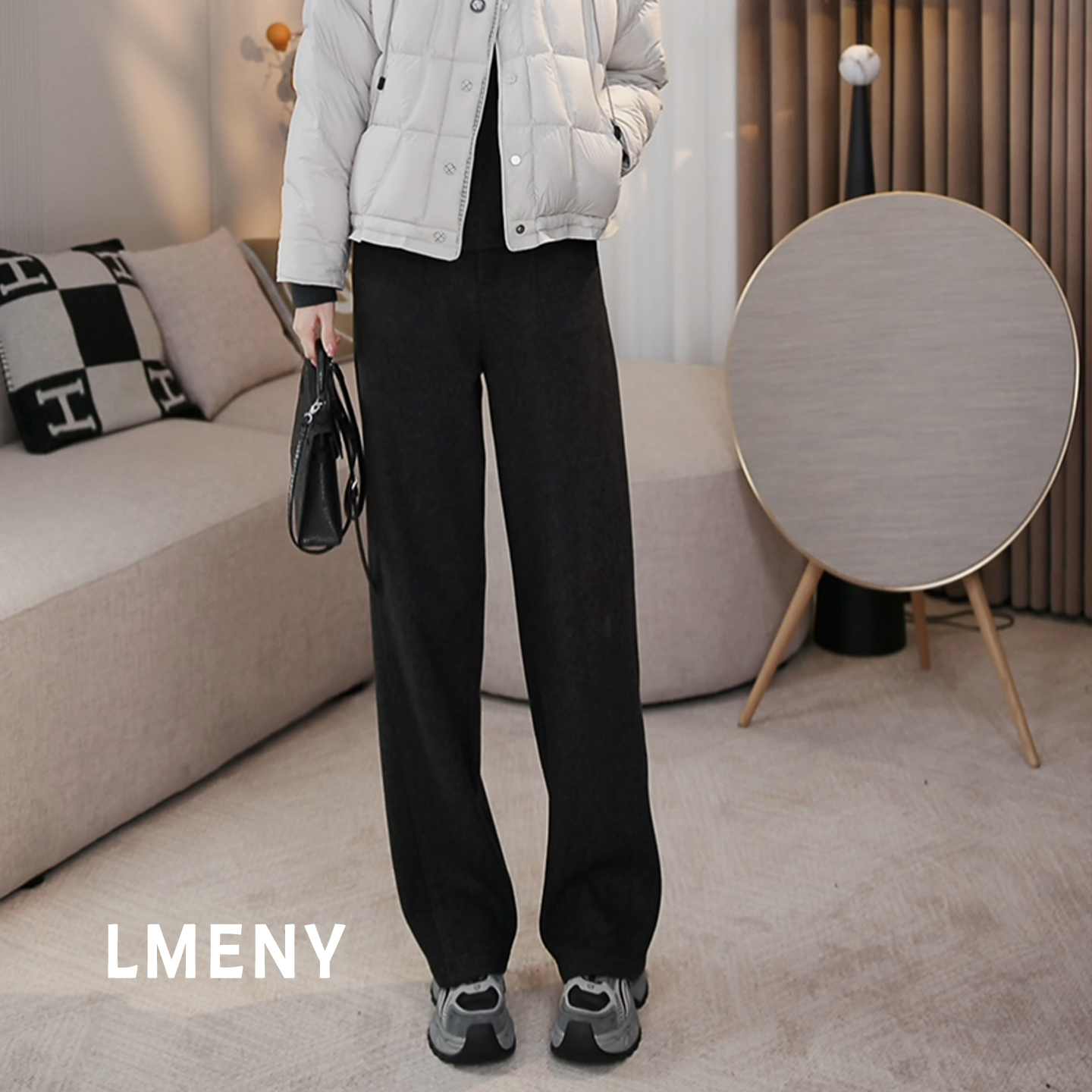 LMENY“暖感裤”绵羊毛直筒裤女25秋冬加绒显瘦莱赛尔休闲裤25DK012