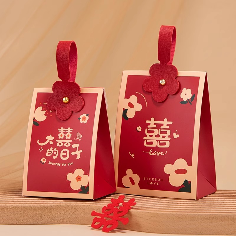 结婚喜糖盒子2025新款网红婚礼伴手礼糖果专用袋子高级感手提礼盒