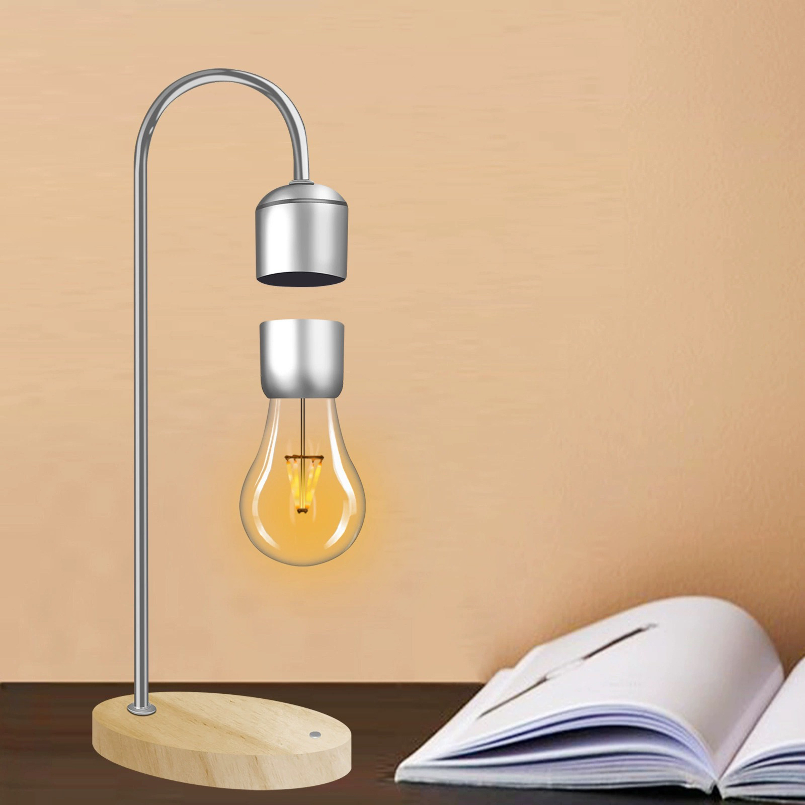 无线充创意夜灯磁悬浮灯泡LED台灯反重力黑科技装饰摆件生日礼物