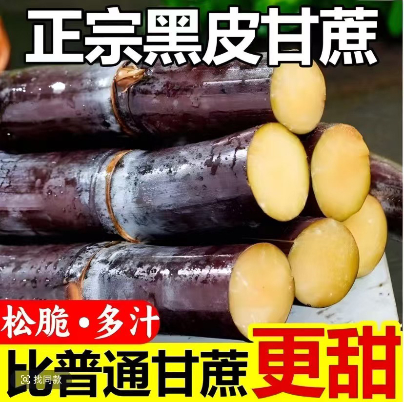 2025年8月新鲜上市广西黑皮甘蔗新鲜脆甜10斤现砍多汁应当季水果