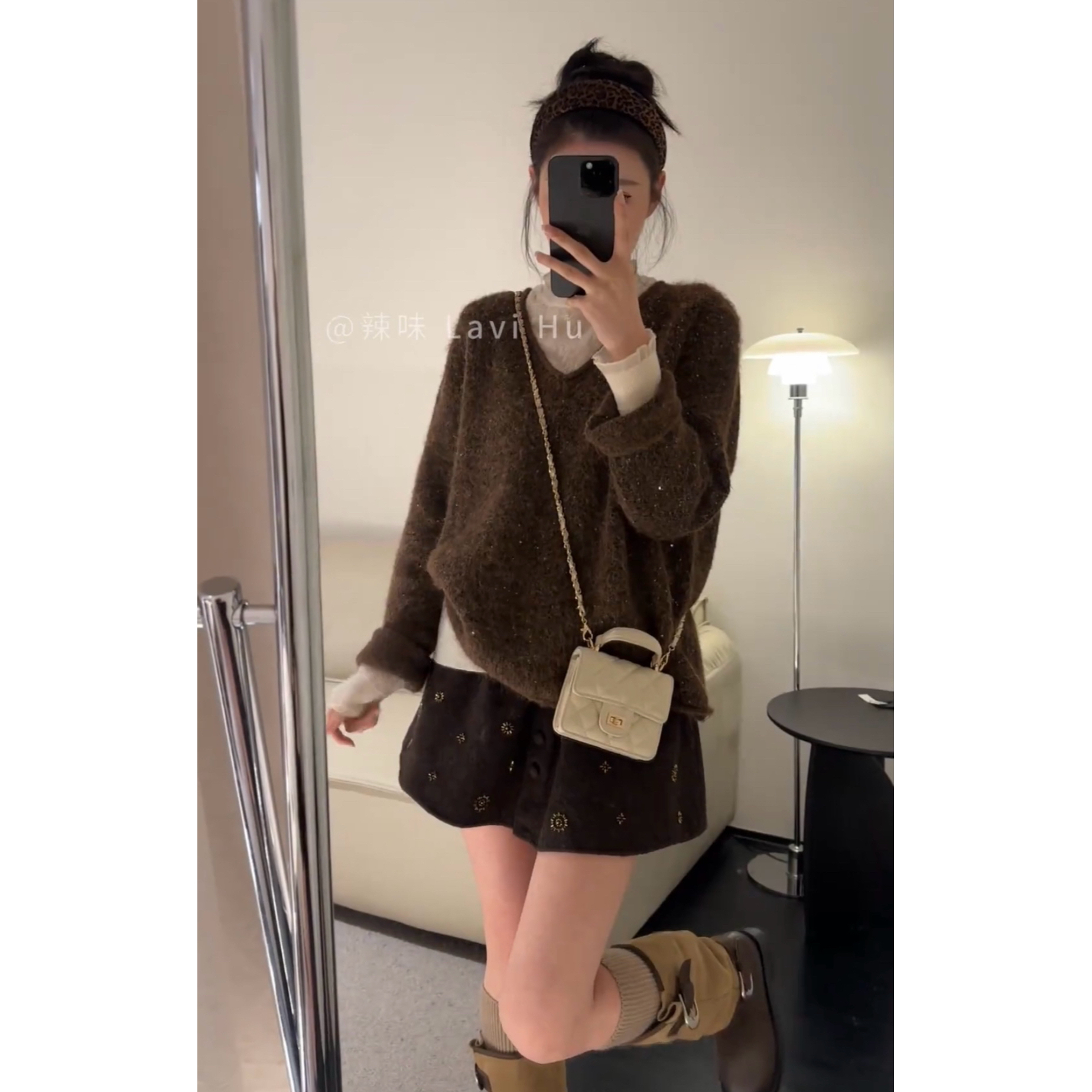 韩系穿搭女2025新款慵懒百搭套头针织衫显瘦打底衫气质短裙三件套