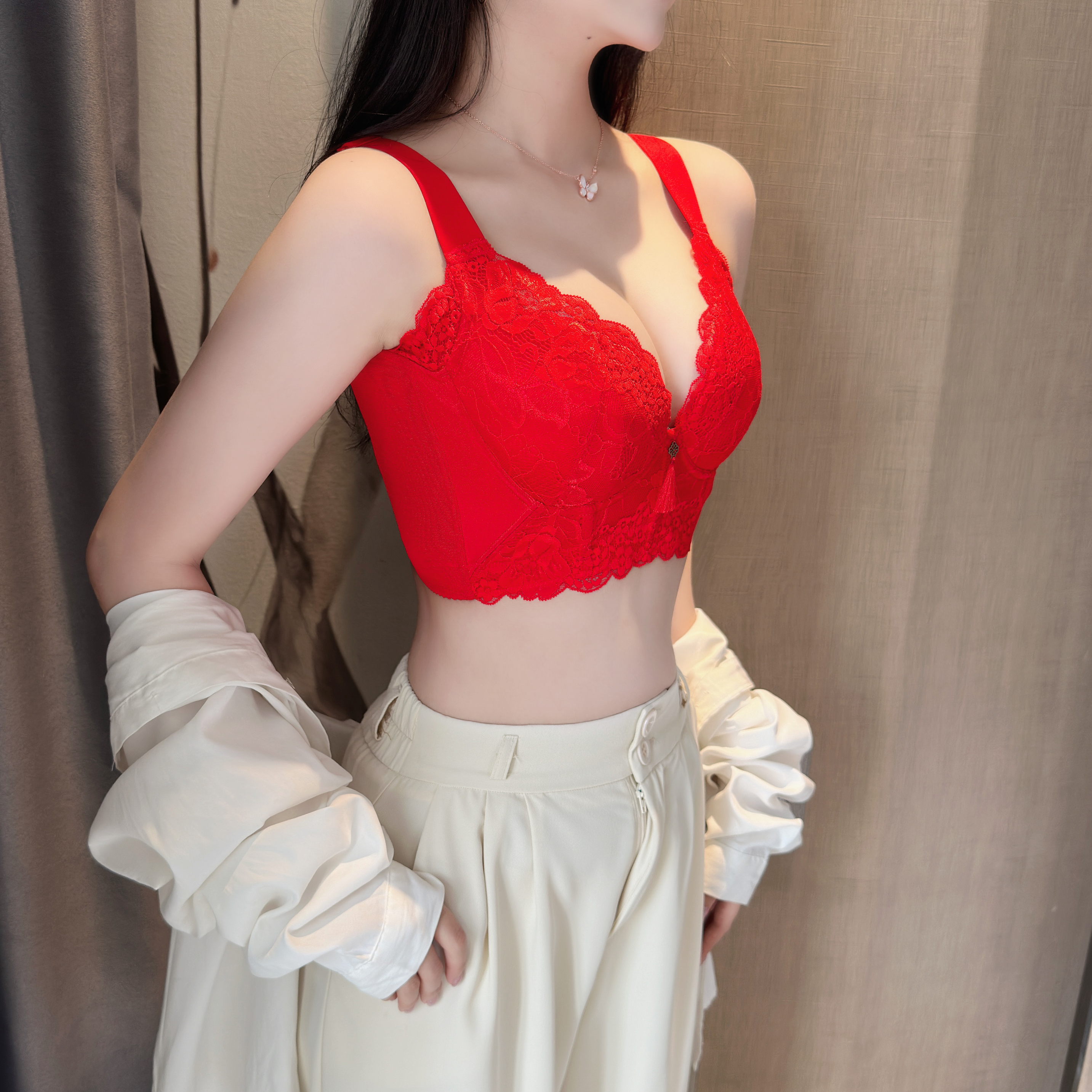 新品银纤维黛玉女神6排扣性感聚拢文胸蕾丝调整型女士时尚5802