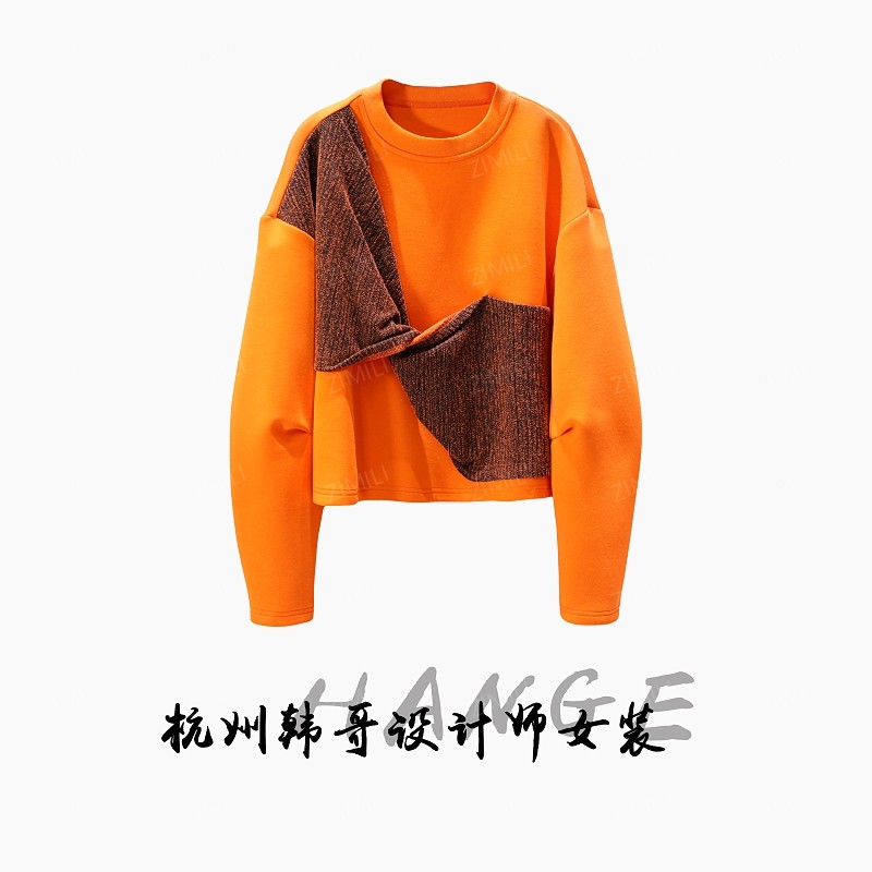 【韩哥欧货女装】2025冬季加厚《橙蝶》爱玛橙蝴蝶结圆领上衣5692-K5