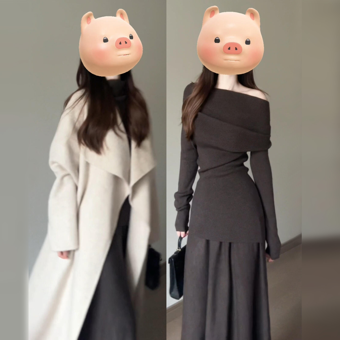 一字肩针织套装连衣裙子女秋冬季2025新款法式气质修身高级感长裙