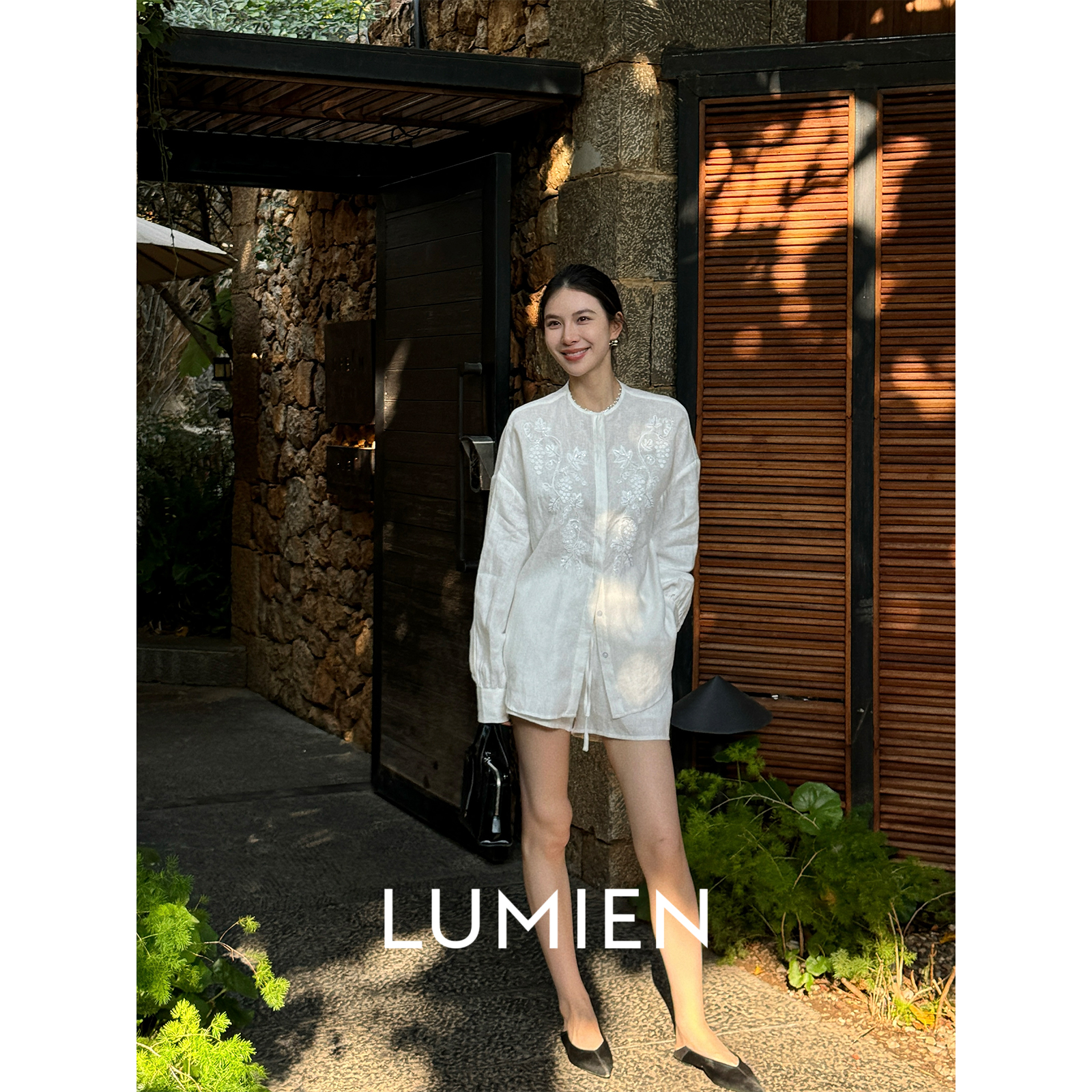 【LUMIEN 新品】100亚麻立体珠绣衬衫LX5DCC108