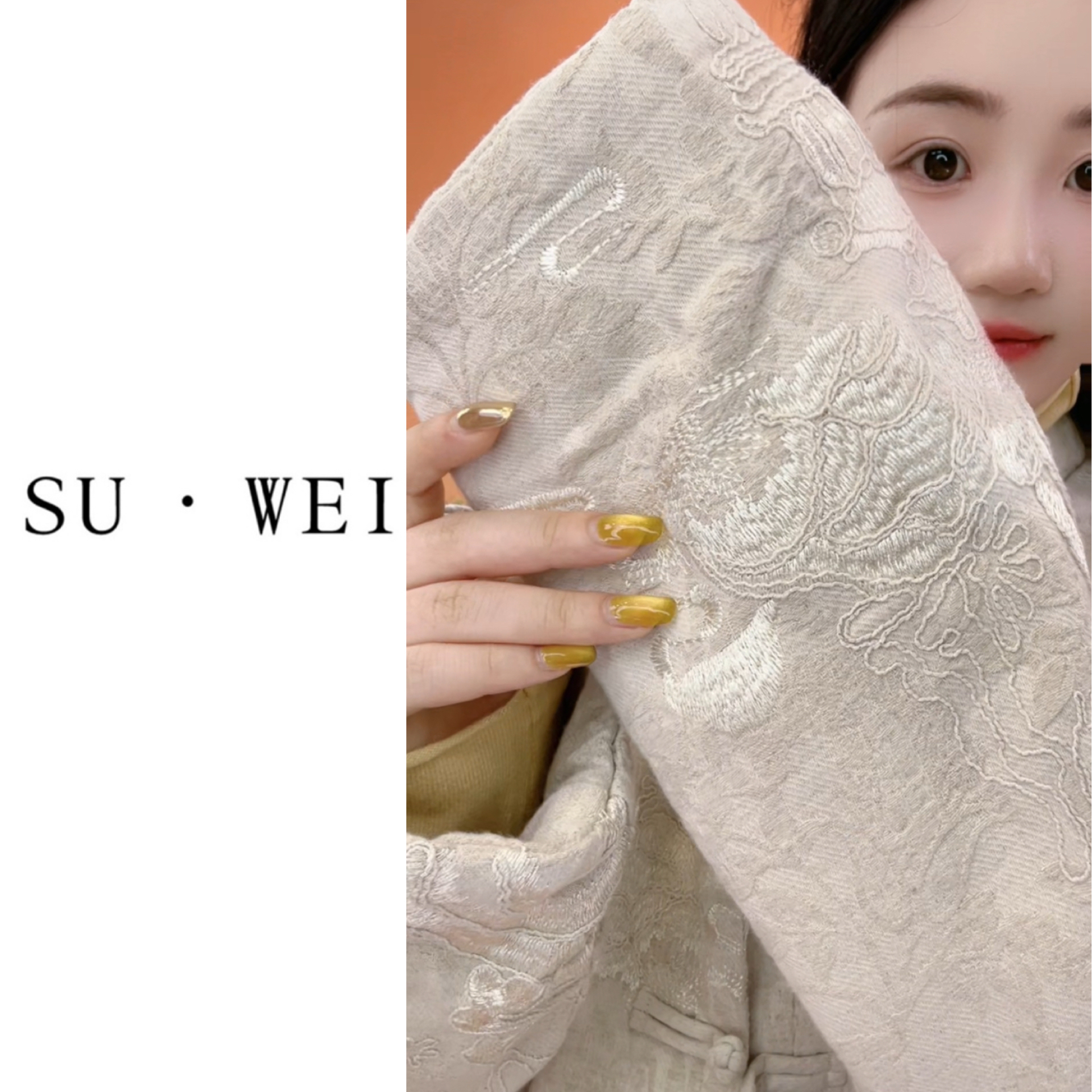 8205-1秋季宽松型亚麻腰果花女常规款短外套外套上衣立领中国风