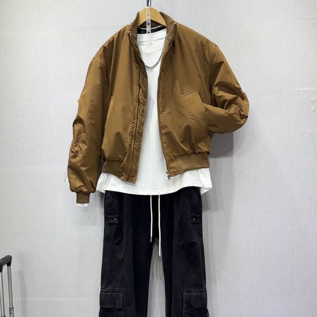 （套装）外套纯色立领单面穿外穿短款螺纹春季潮流保暖