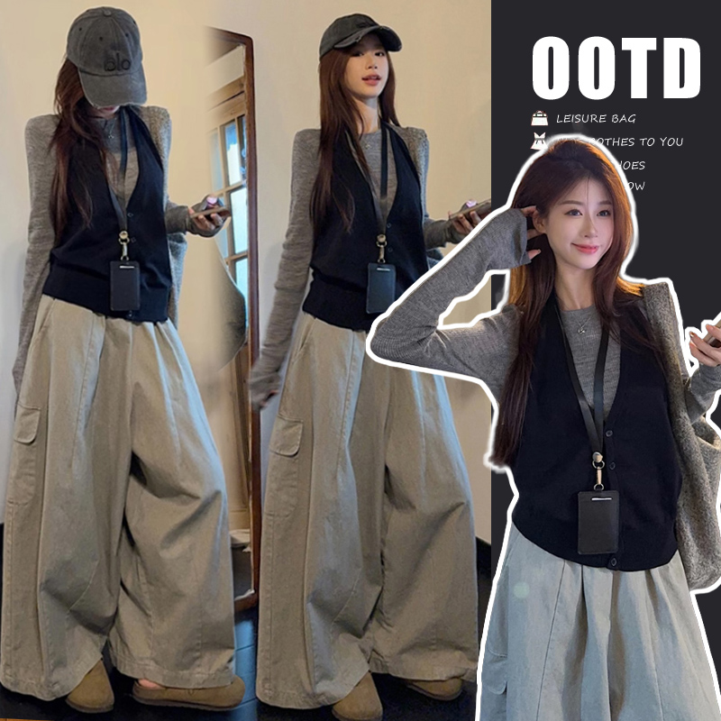 孕妇装2025春秋款新款韩系洋气网红轻熟时尚阔腿裤宽松减龄两件套