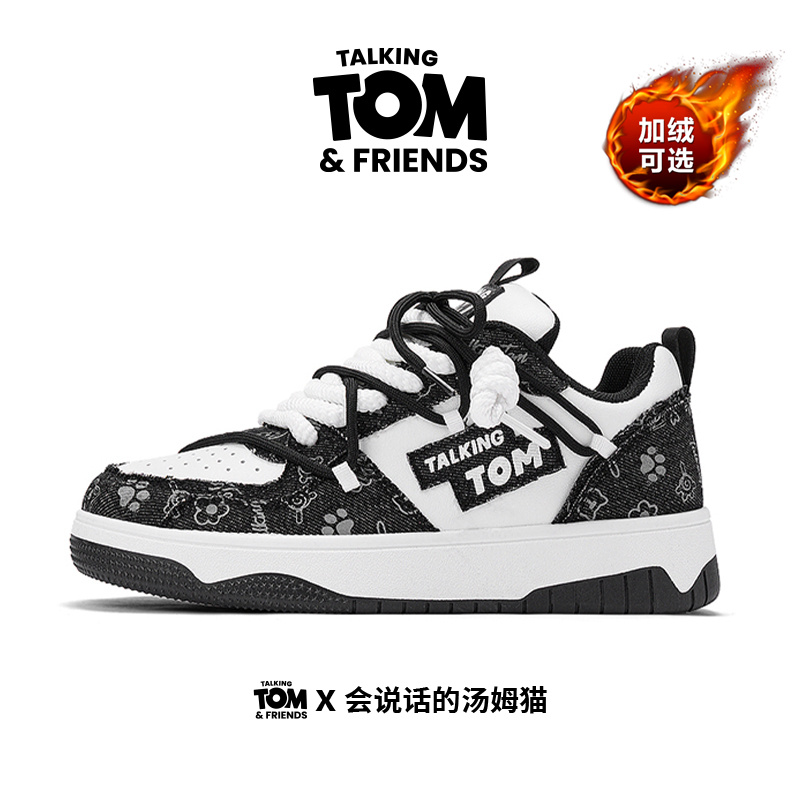 汤姆猫高街复古男士板鞋2025秋冬爆款情侣时尚百搭潮牌厚底面包鞋