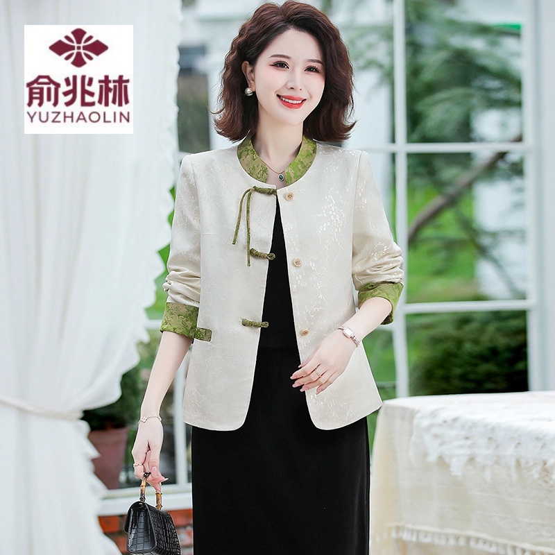 春秋季长袖国风新中式女装外套时尚显瘦复古妈妈装短款民族风气质