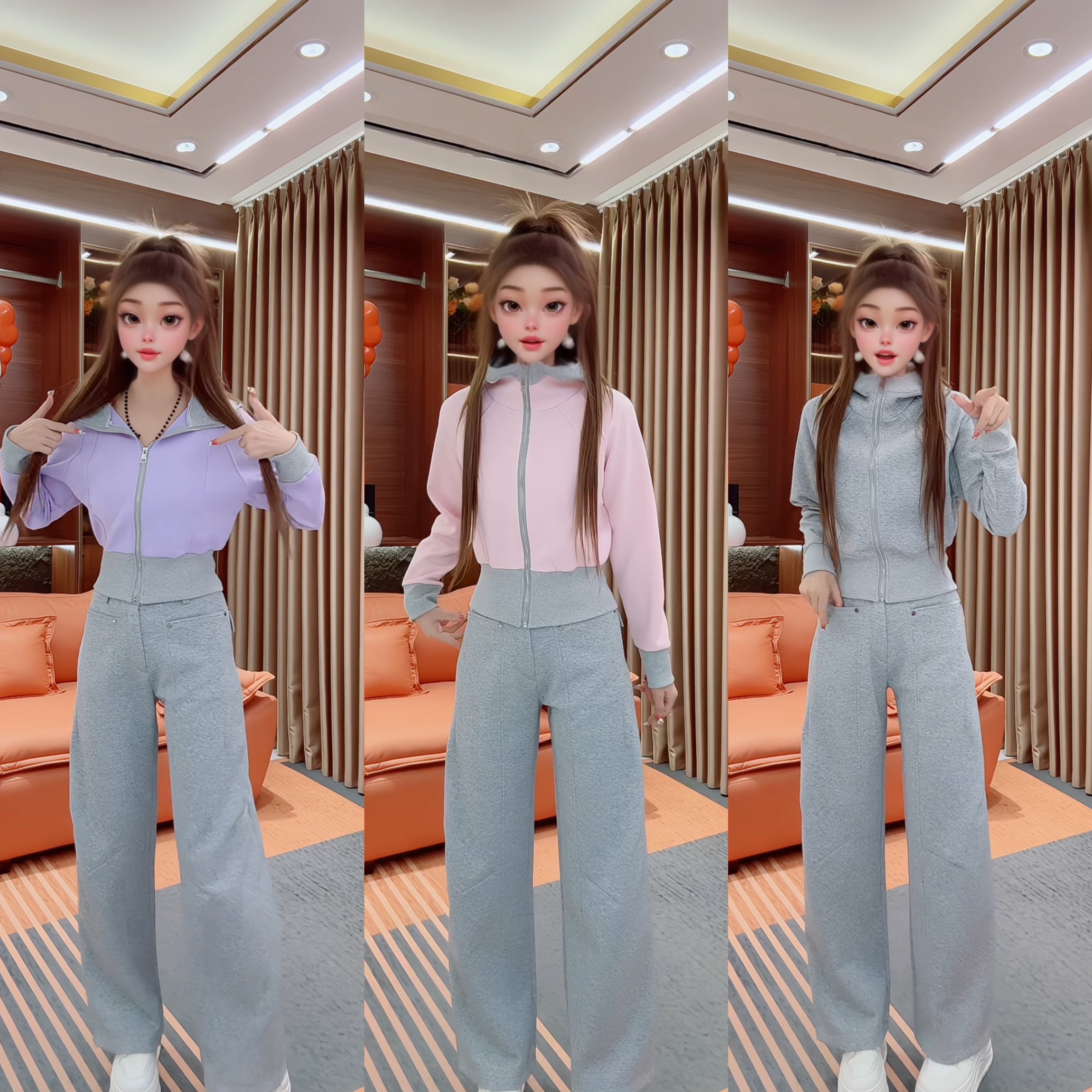 8363慵懒风时尚简约休闲套装春秋显瘦阔腿裤减龄百搭宽松两件套