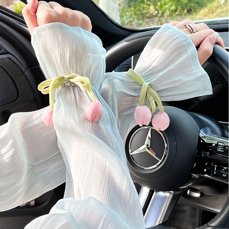 车载冰袖女款冰丝袖套袖套防紫外线护袖开车汽车防晒遮阳神器2025