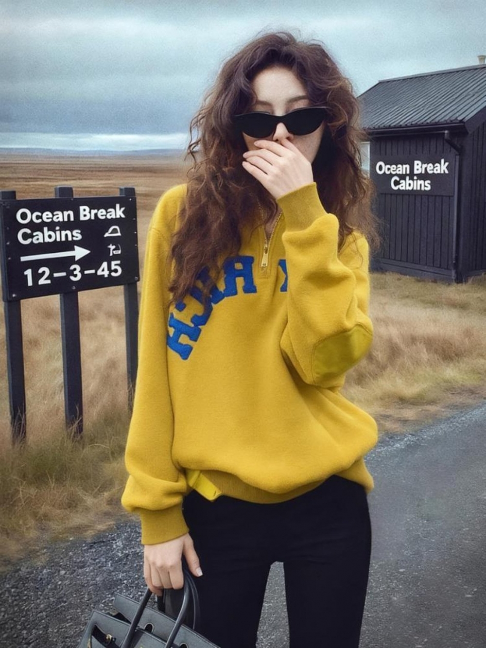 冬季多巴胺松弛感百搭上衣慵懒风小众不撞款独特黄色摇粒绒卫衣女