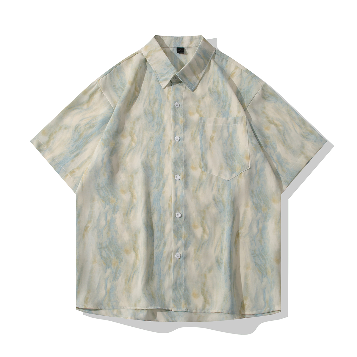 复古国潮冰丝衬衫男夏季透气凉感薄款新中式衬衣时尚潮流宽松男装