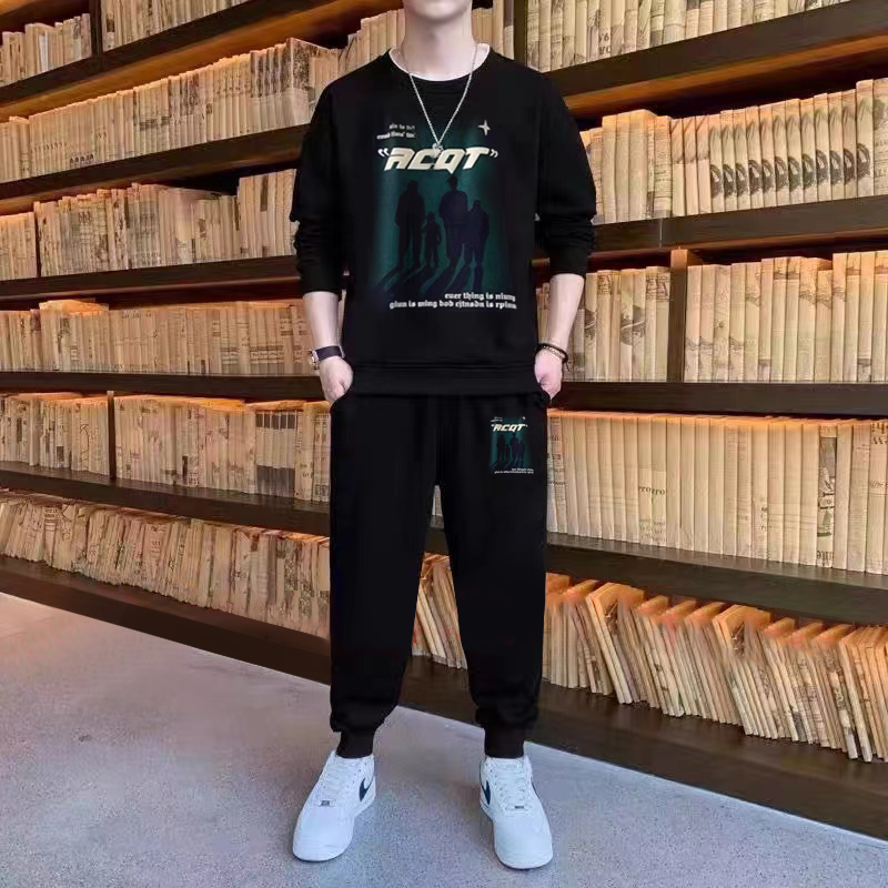 300斤秋季男士男装纯棉运动套装宽松休闲大码200斤以上大码男装