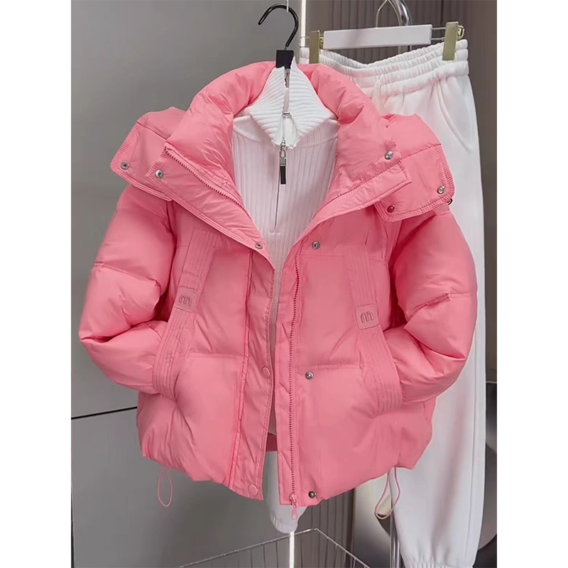 网红秋冬季潮款长袖连帽糖果色棉服大码休闲小众宽松显瘦棉衣外套