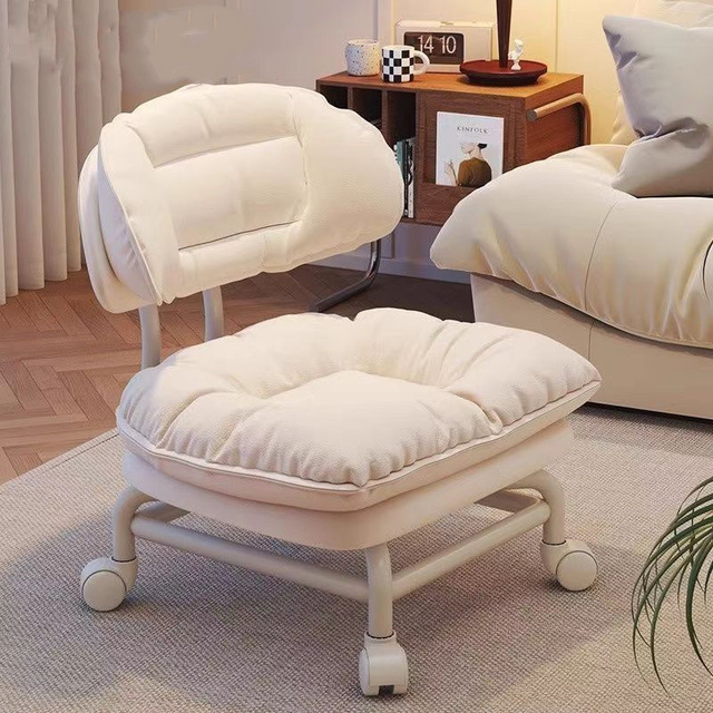 新款推荐网红万向轮懒人靠背椅凳子靠背滑轮家用板凳儿童圆凳带娃