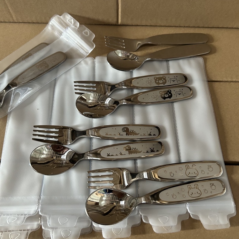 幼儿园餐具汤勺短柄勺子叉子高颜值儿童304不锈钢宝宝可爱吃饭勺