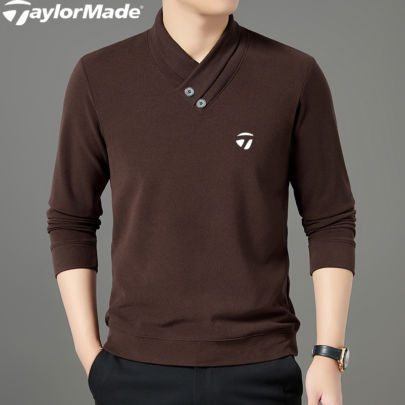 泰勒梅男士冬季高尔夫高级设计感围巾套头德绒自发热打底衫卫衣男