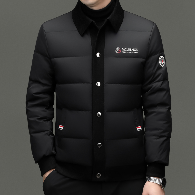 2025轻奢冬季羽绒服男士冬季短款翻领加厚保暖休闲秋冬装外套