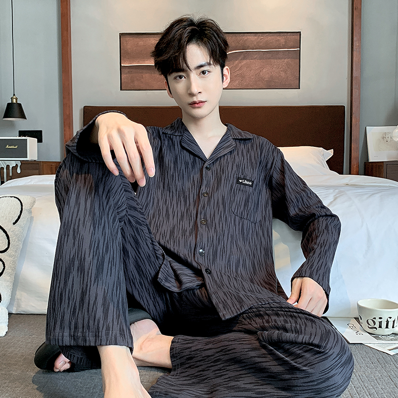 新款睡衣男春秋冬长袖韩版大码男式可外穿纯棉家居服3088