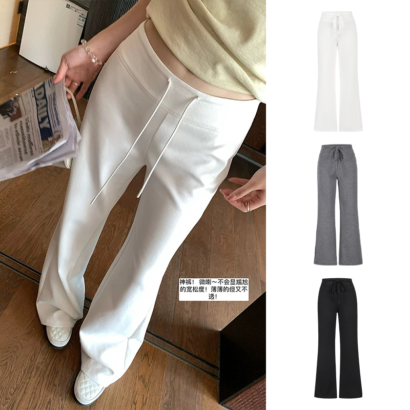 Moses Queen/魔西女王白色直筒运动裤高腰垂感时髦凉感薄款阔腿裤