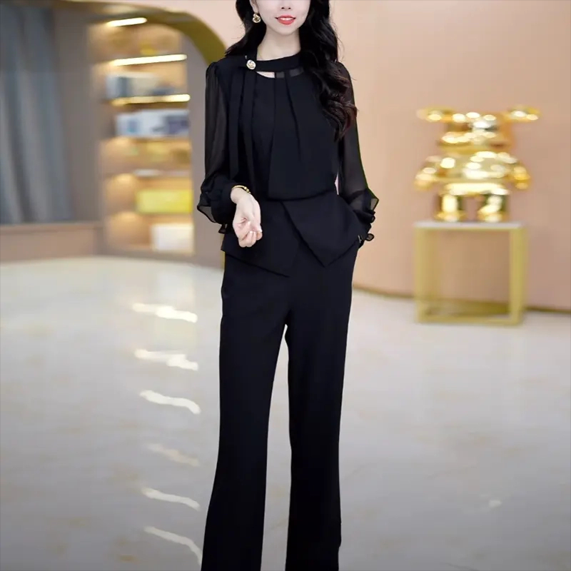 时尚气质套装女2025春季新款优雅减龄休闲收腰显瘦上衣裤子两件套