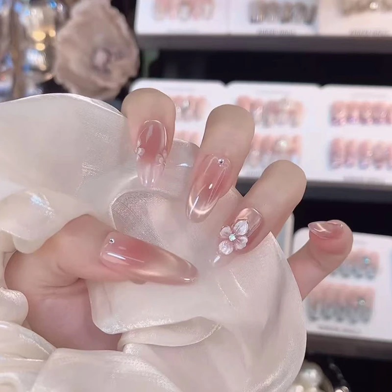 【冬日冰花】纯手工裸色千金风猫眼美甲显白百搭气质高级美甲穿戴甲