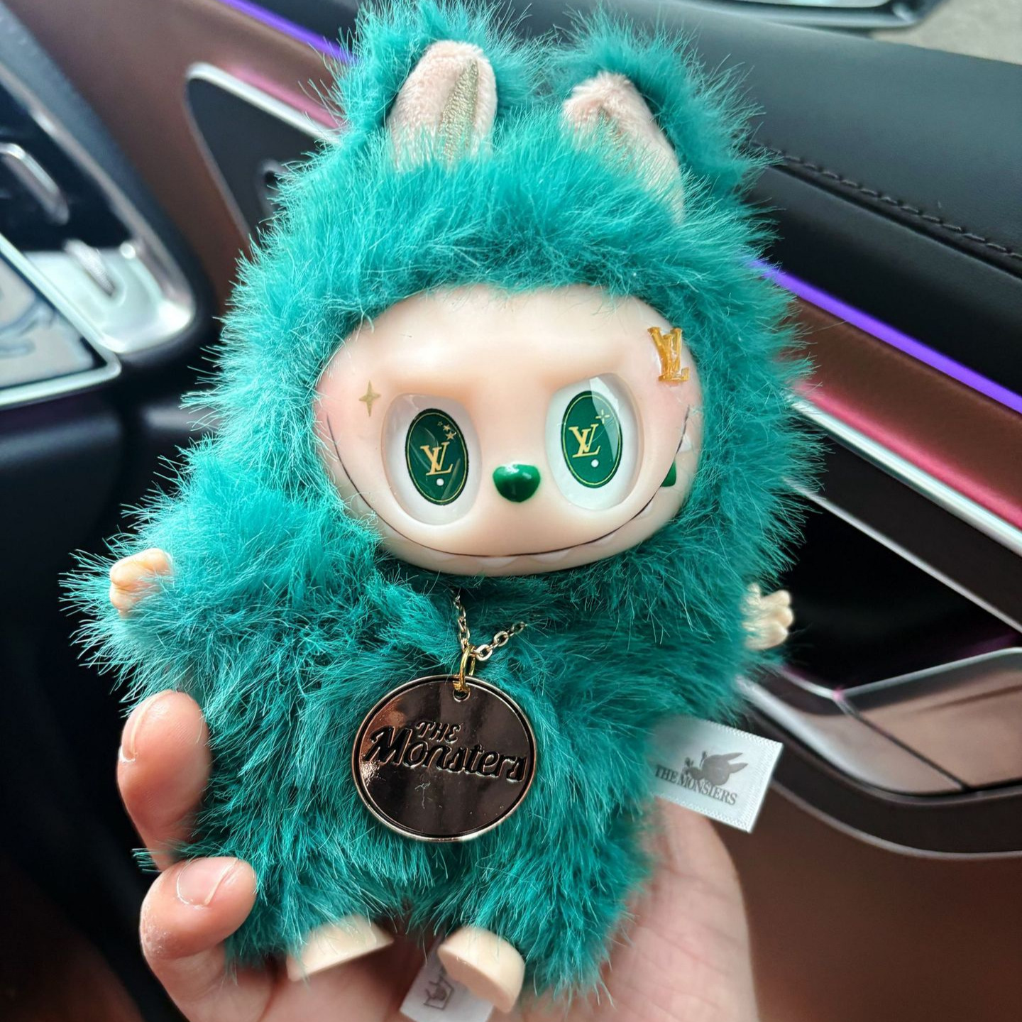 LV限定款 labubu改娃泡泡玛特拉布布小首领绿色挂件搪胶毛绒公仔