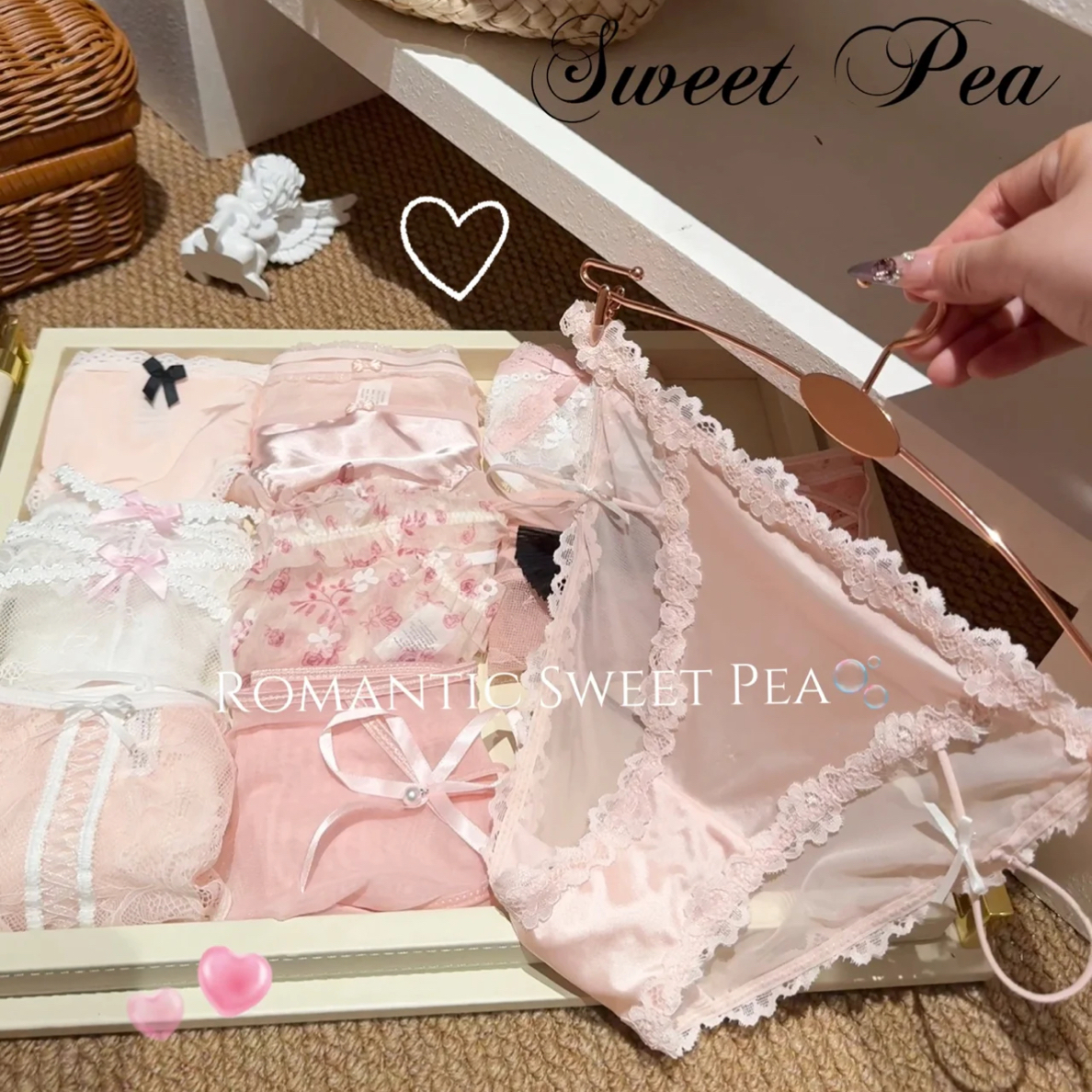 【百利甜酒】蕾丝缎面拼接网纱女士内裤