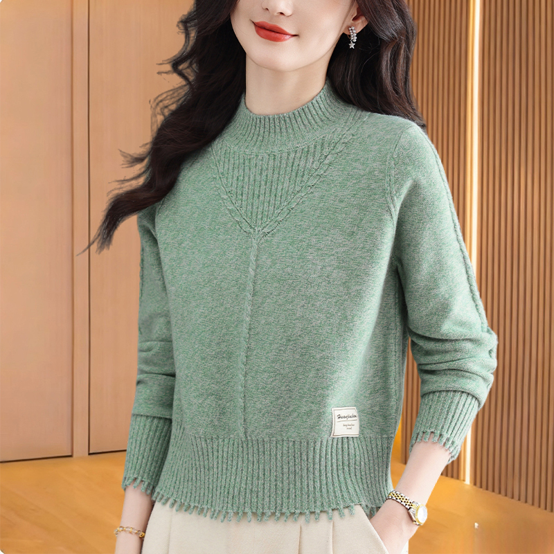 小个子短款高腰毛衣女洋气减龄上衣2025新款爆款半高领针织打底衫