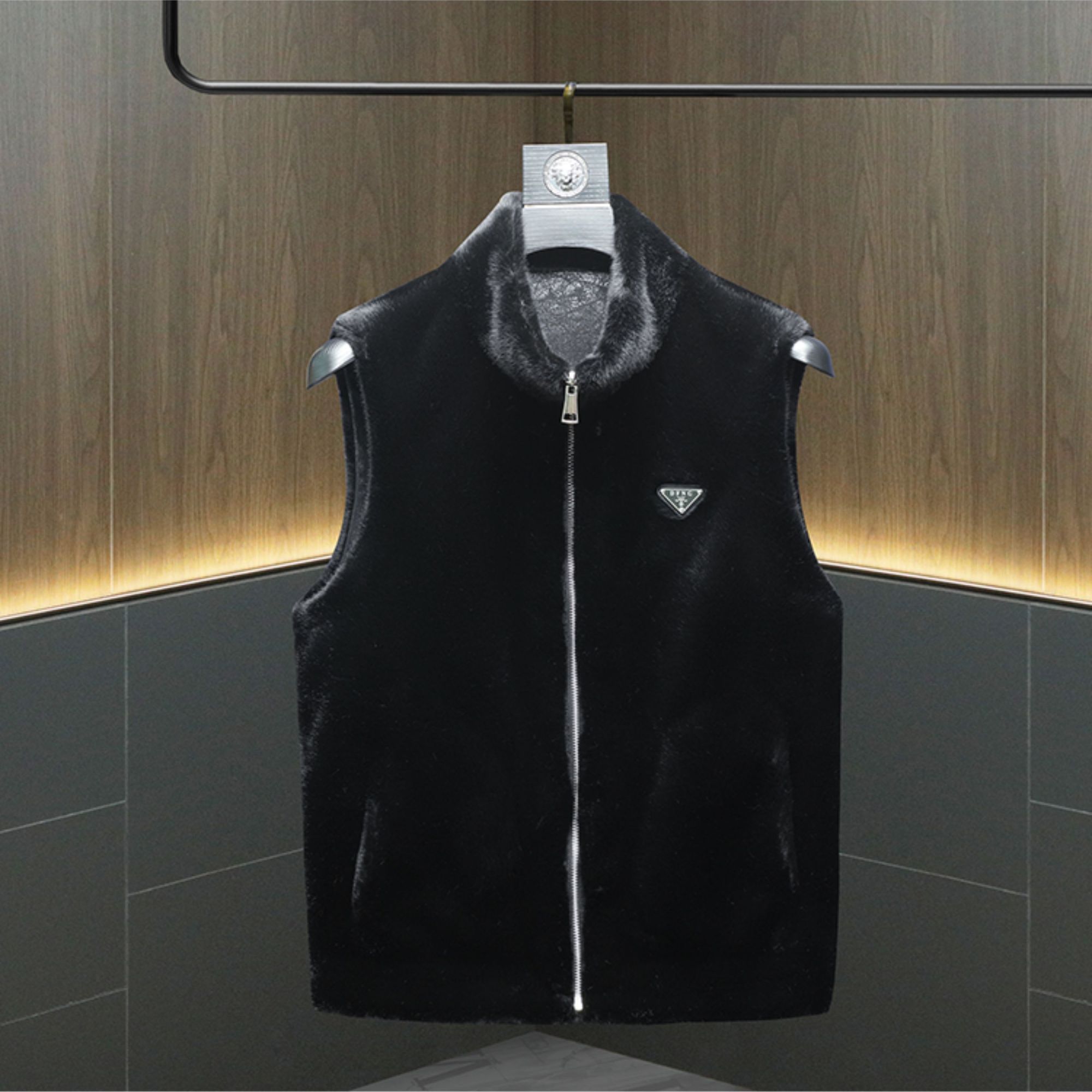 GORISIPU/古利施普男士秋冬高端双面穿立领马甲简约休闲皮草马夹