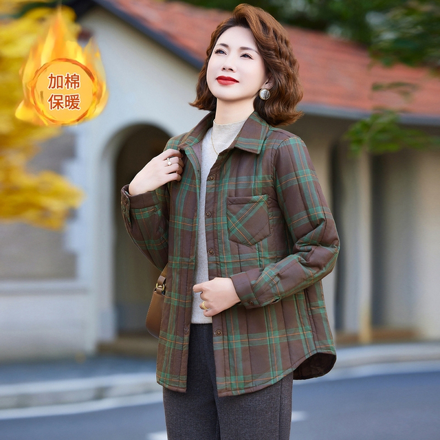 格子冬季衬衫外套长袖棉服秋冬时尚百搭休闲棉衣新款宽松显瘦夹棉