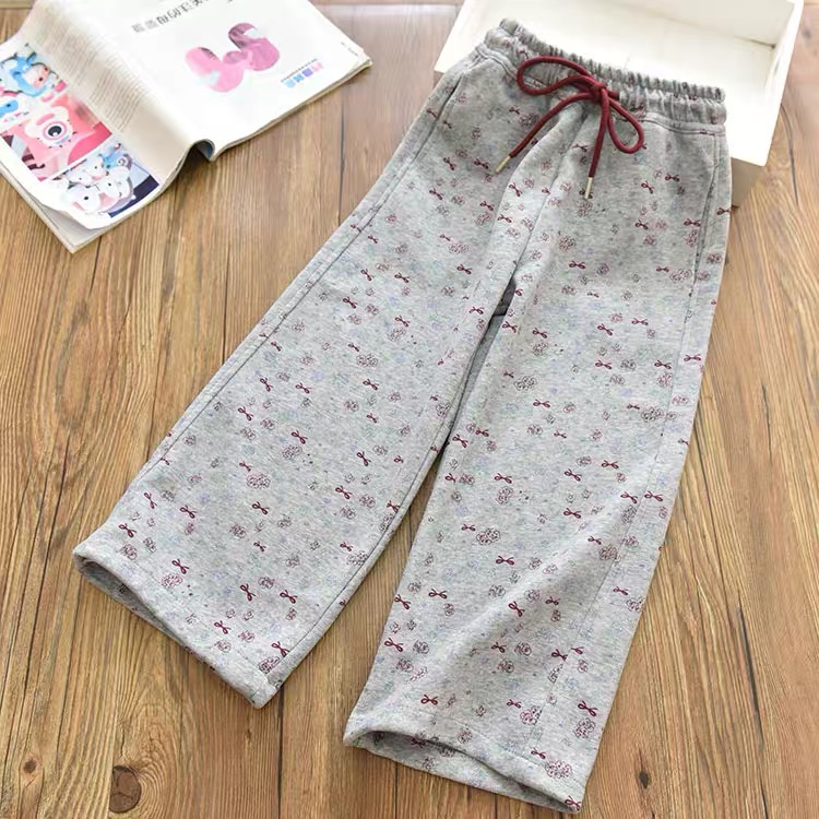 女童春装2025春秋新款女孩韩版洋气长裤直筒裤卫裤百搭休闲阔腿裤