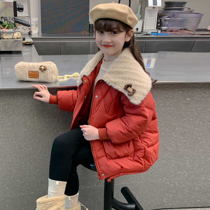女童棉服冬装2025新款童装红色拜年服加厚外套儿童冬季中长款棉袄